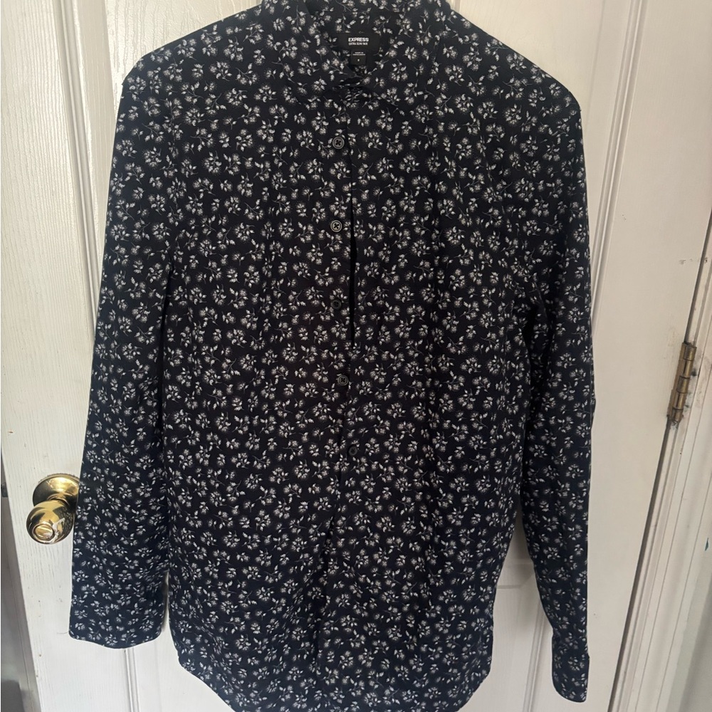 Black Floral Button-Up Shirt